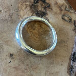 Sterling Silver Assymetrical Hollow Bangle Bracelet